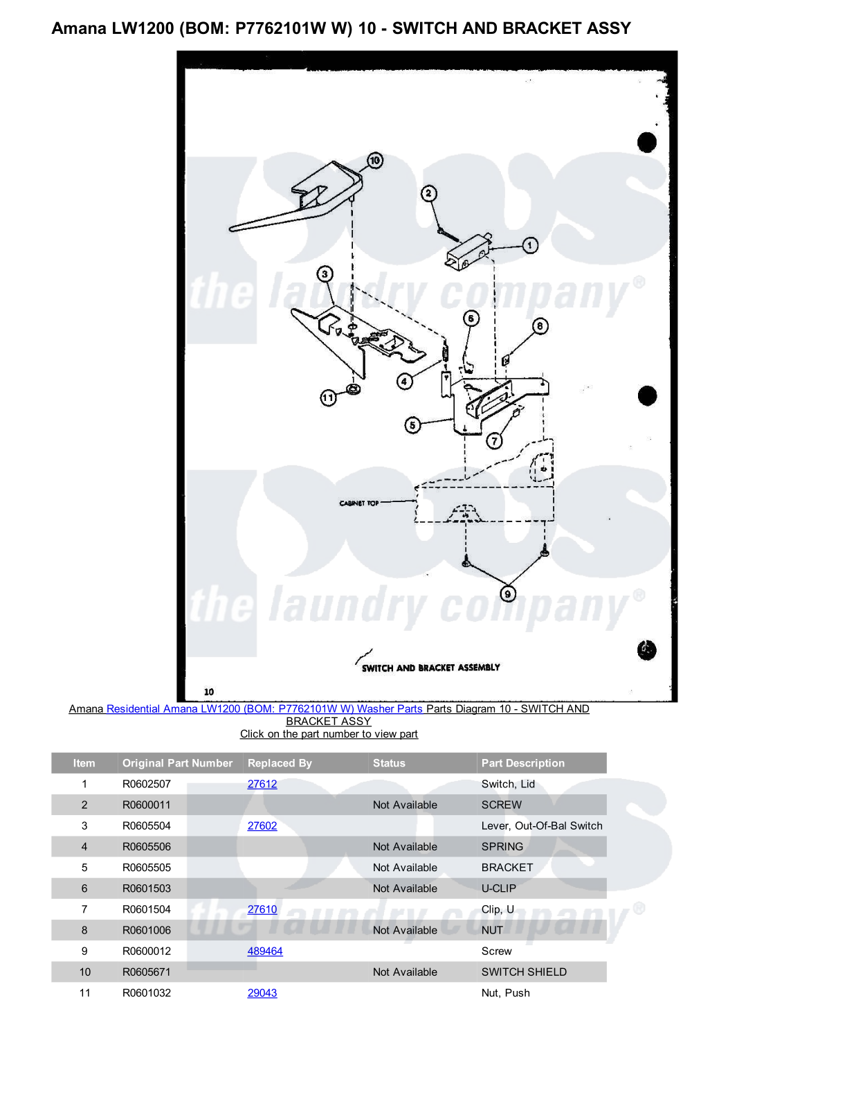 Amana LW1200 Parts Diagram