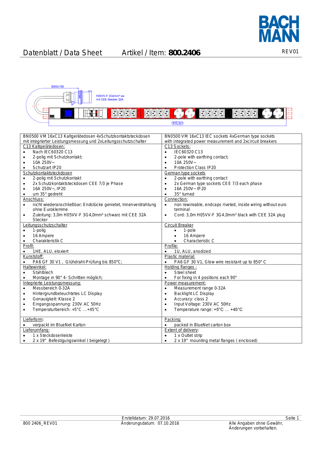 Bachmann 800.2406 User Manual