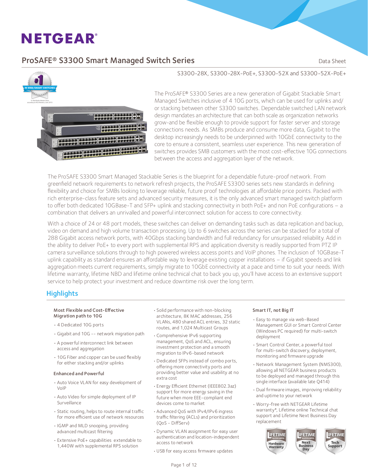 Netgear GS752TX-100NES Product Data Sheet