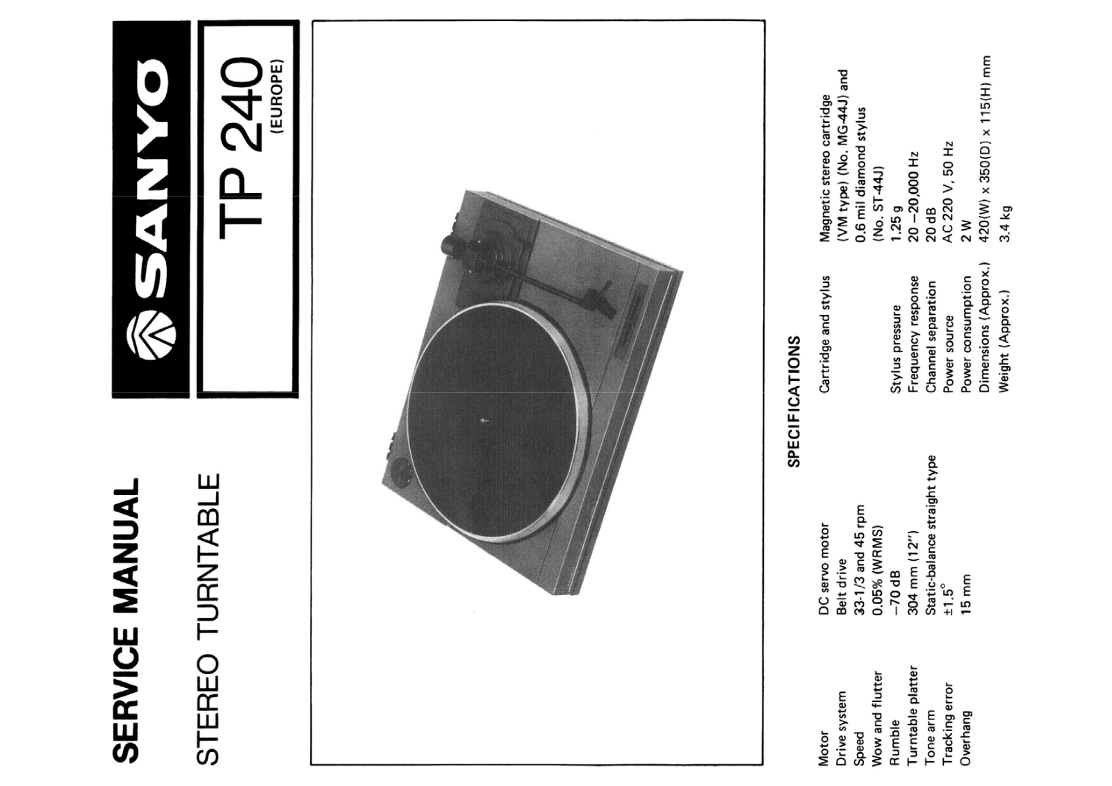 Sanyo TP-240 Service Manual