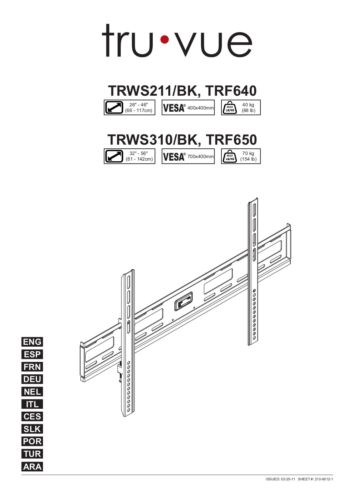 peerless-AV TRWS310-BK Service Manual