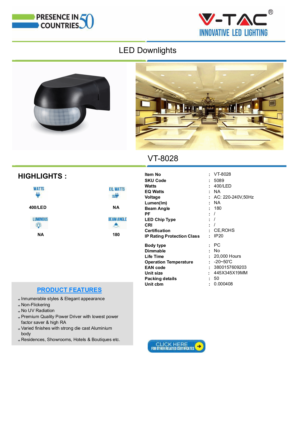 V-TAC VT-5089 Datasheet - ManualMachine.com