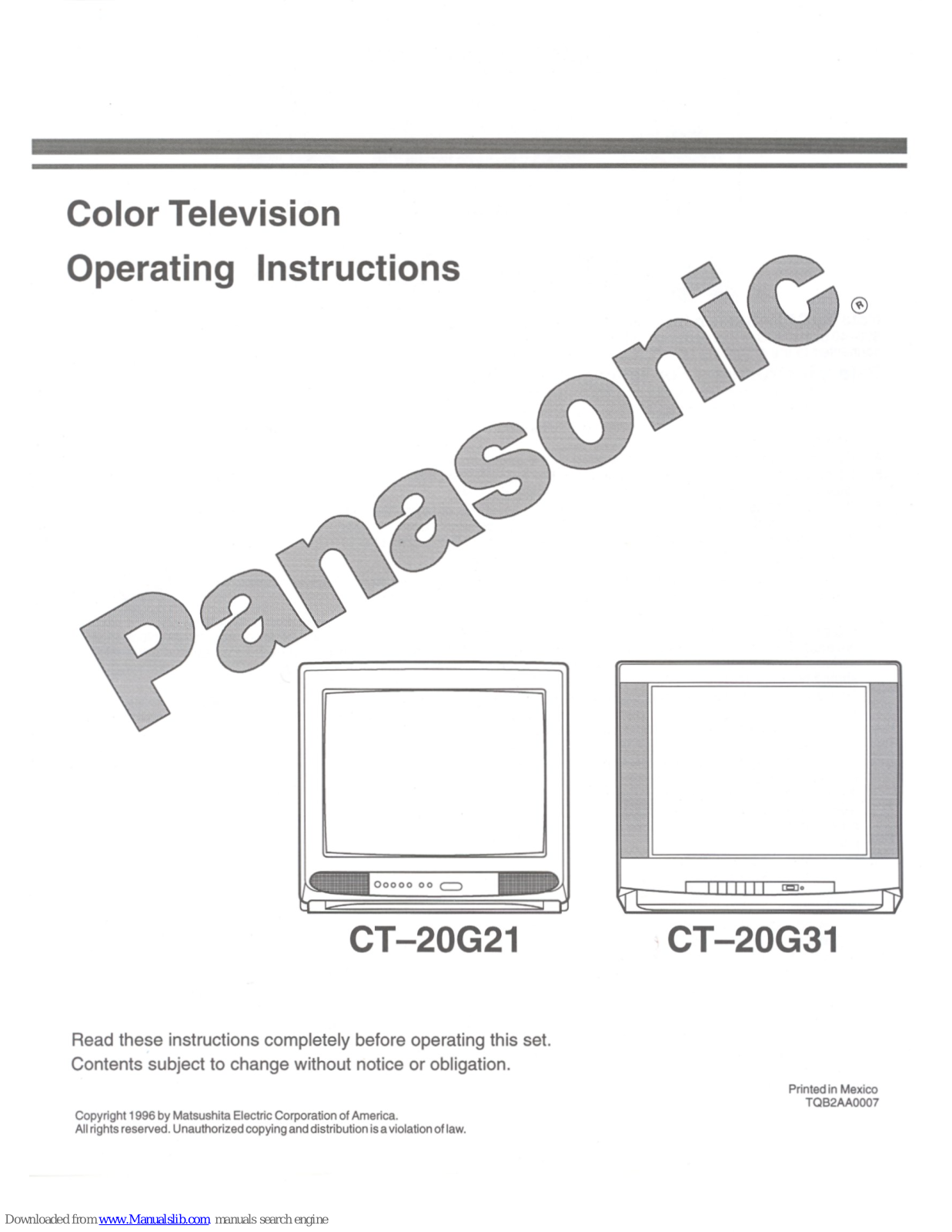 Panasonic CT-20G31, CT20G21U - 20