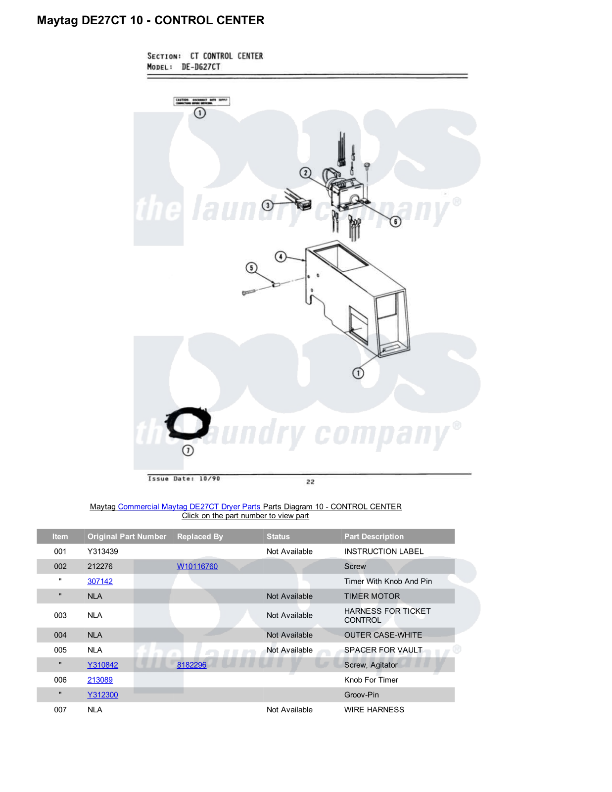 Maytag DE27CT Parts Diagram