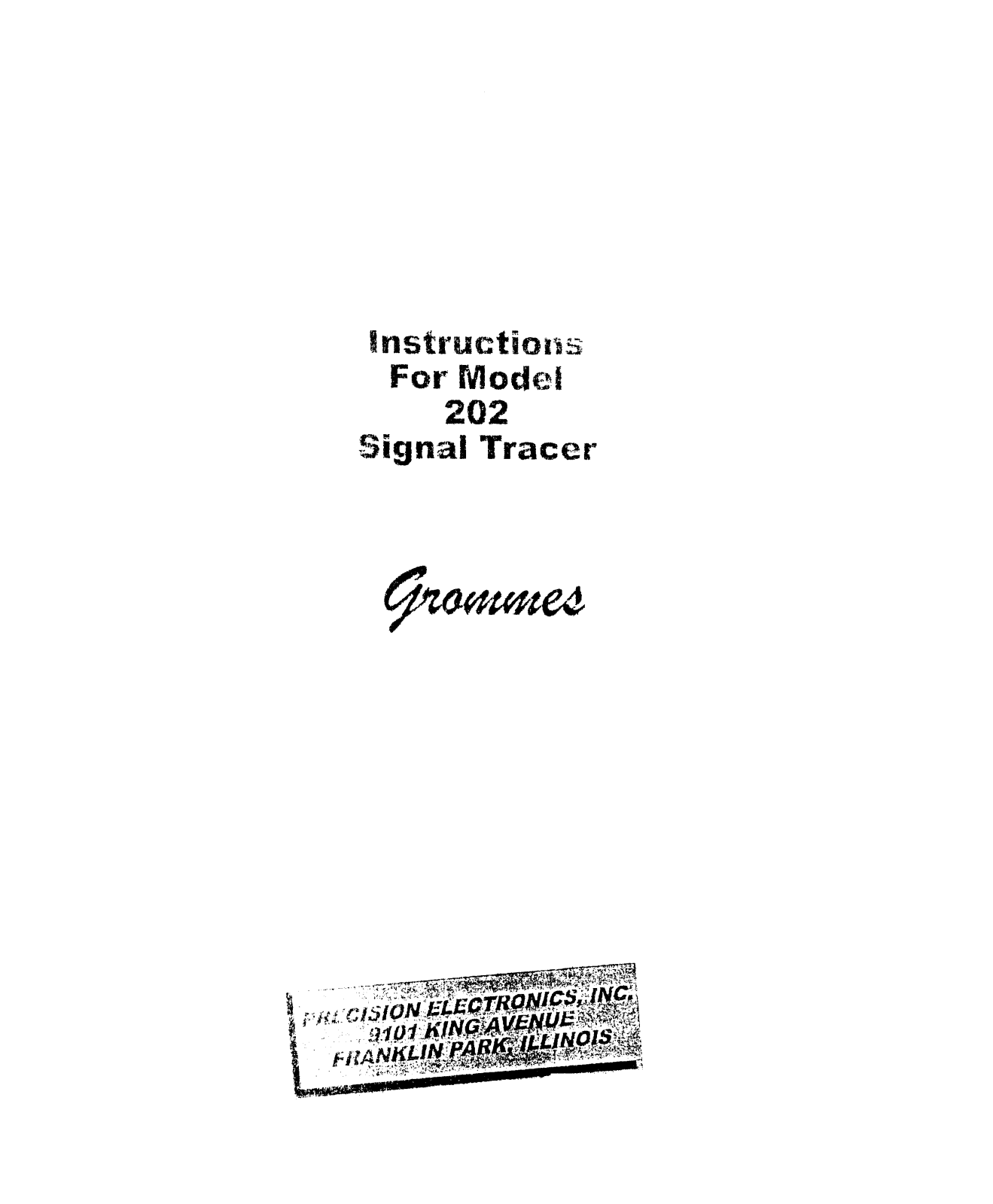 Precision Electronics 202 Service manual