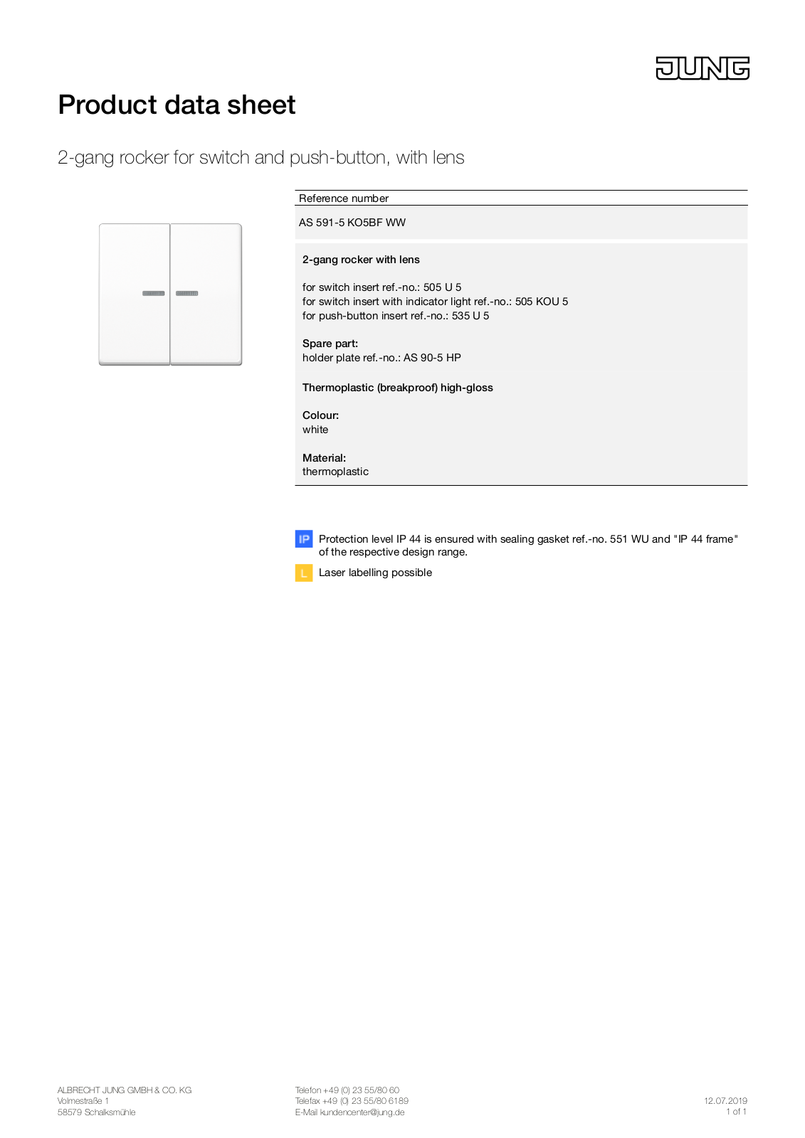 Jung AS 591-5 KO5BF WW User Manual