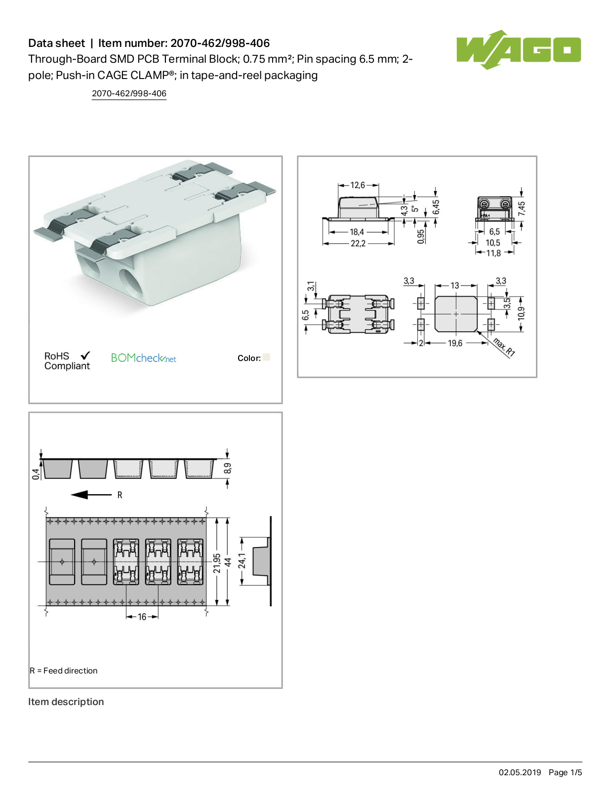 Wago 2070-462/998-406 Data Sheet