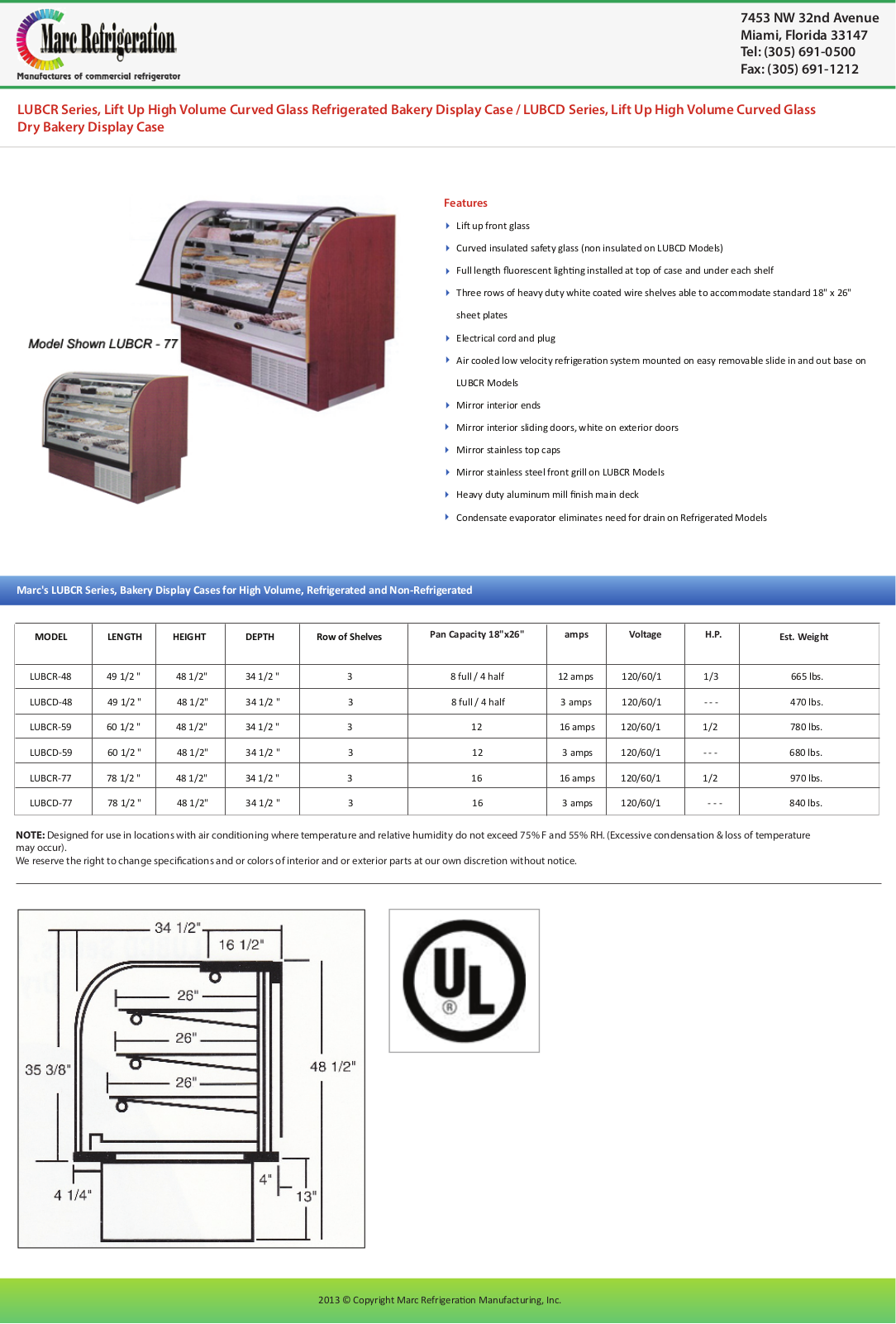 Marc Refrigeration LUBCD-48 User Manual