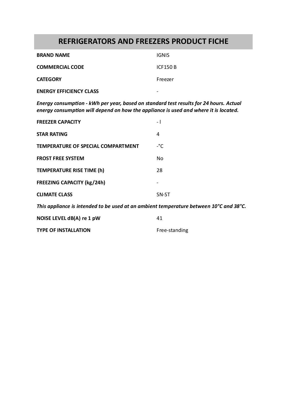 Whirlpool ICF150 B INSTRUCTION FOR USE