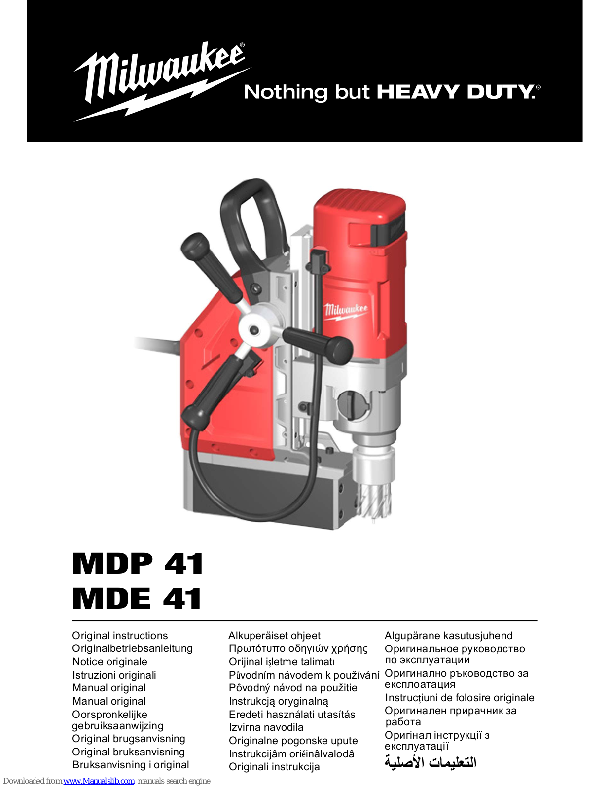 Milwaukee MDP 41, MDE 41 Original Instructions Manual