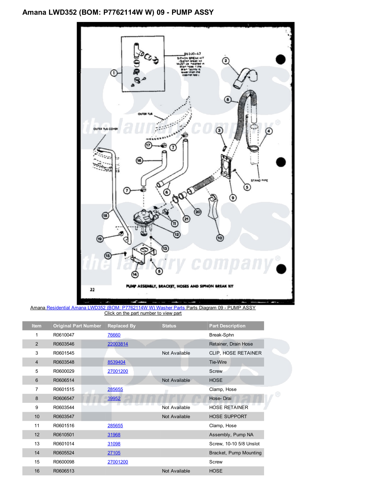 Amana LWD352 Parts Diagram