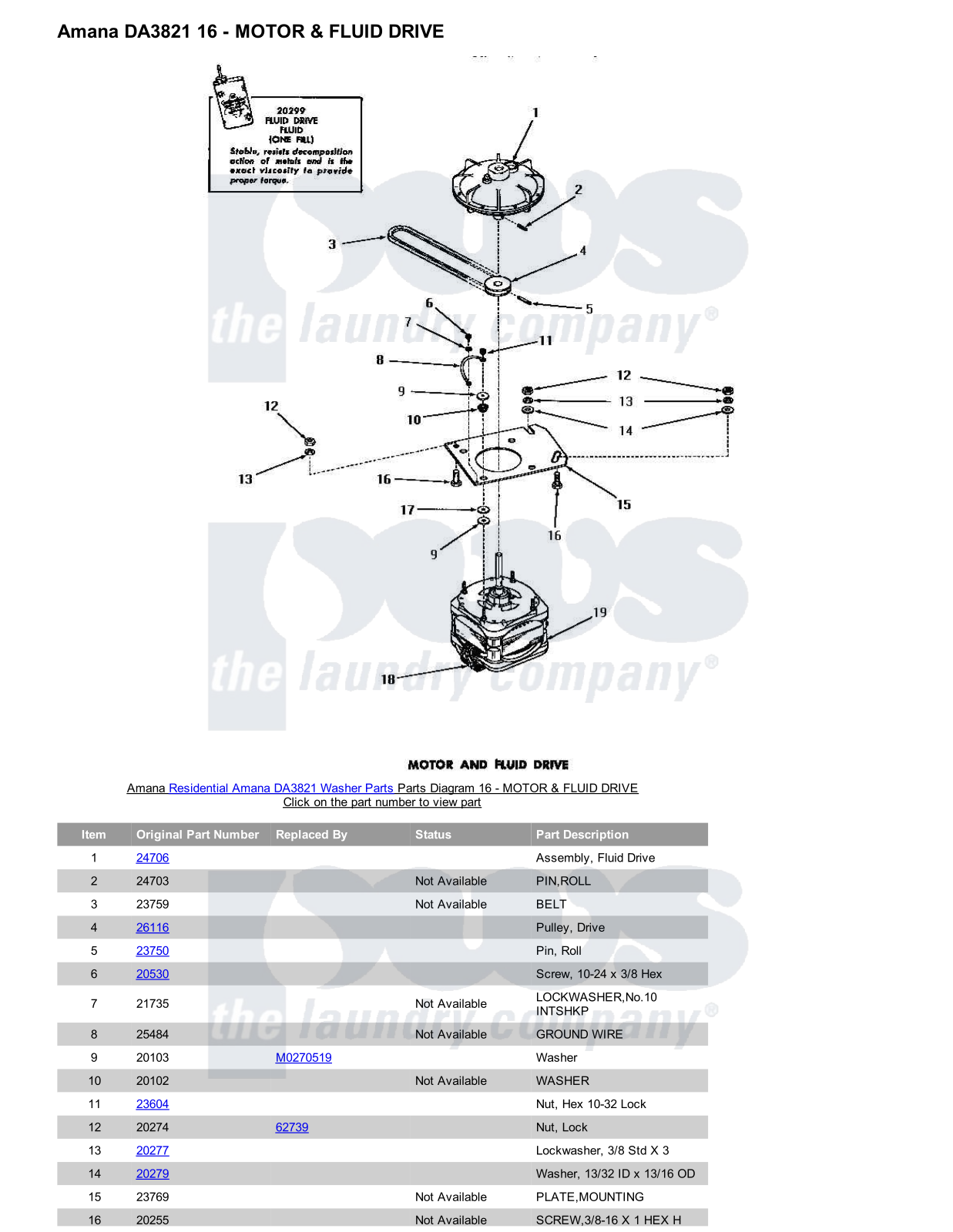 Amana DA3821 Parts Diagram