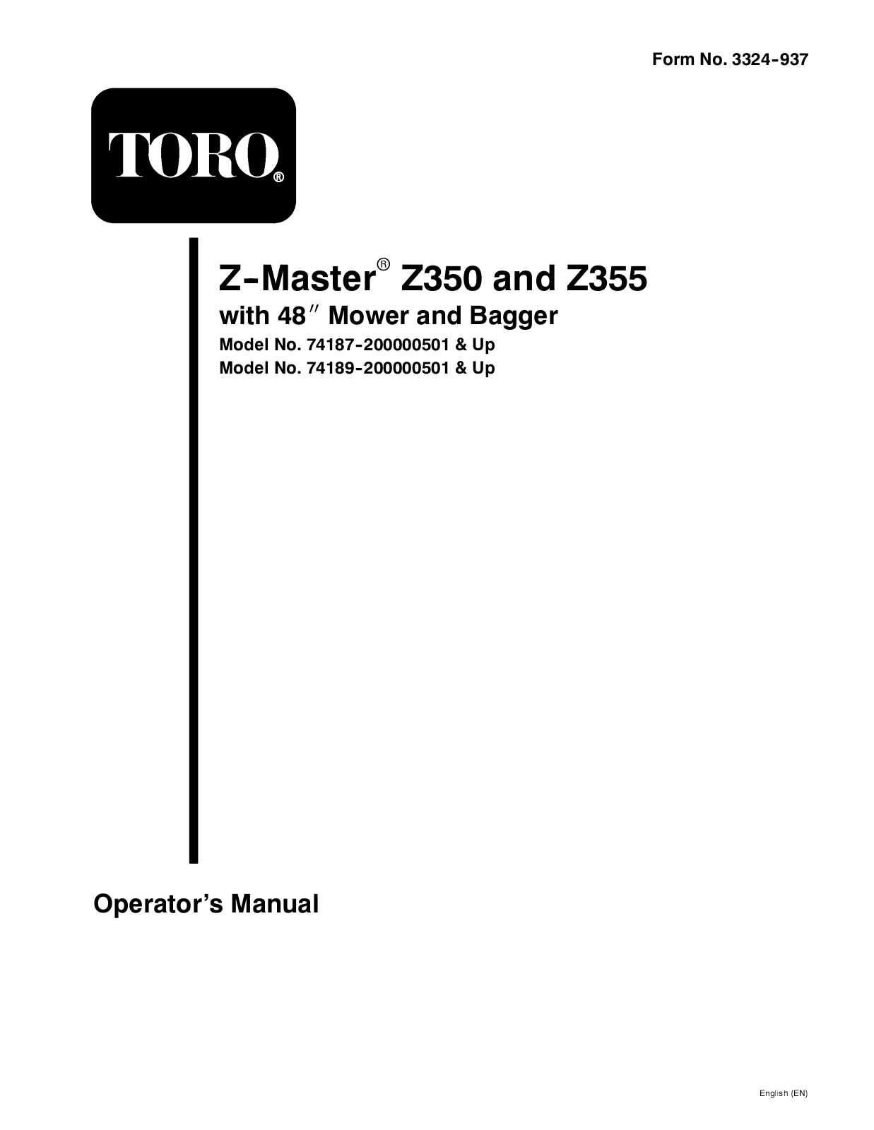 Toro 74187, 74189 Operator's Manual