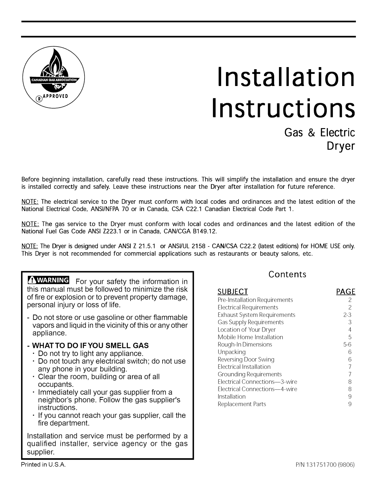 Frigidaire FDE336RES2, SGER341AS0, SGGR341AS0 Installation Guide