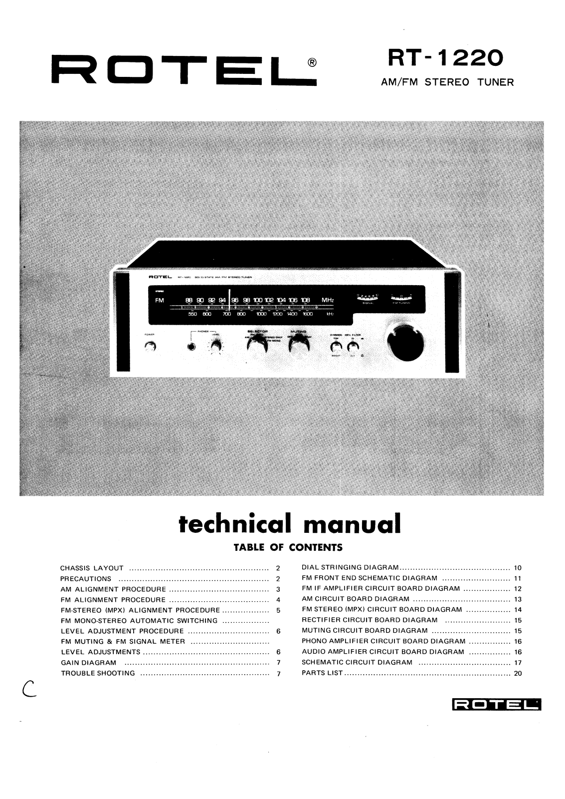 Rotel RT-1220 Service manual