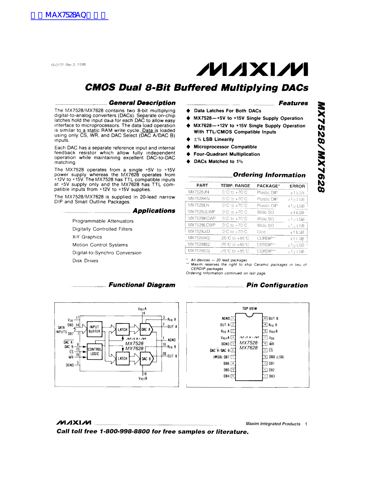 MAXIM MX7528, MX7628 User Manual