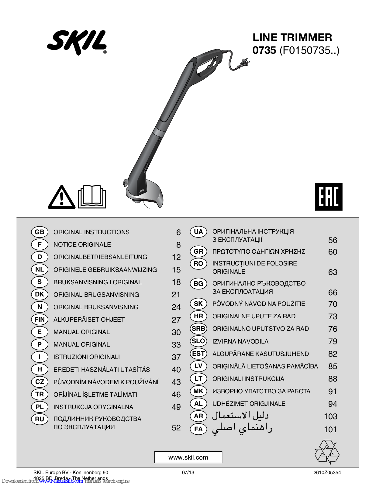 Skil 735, F0150735 Series Original Instructions Manual