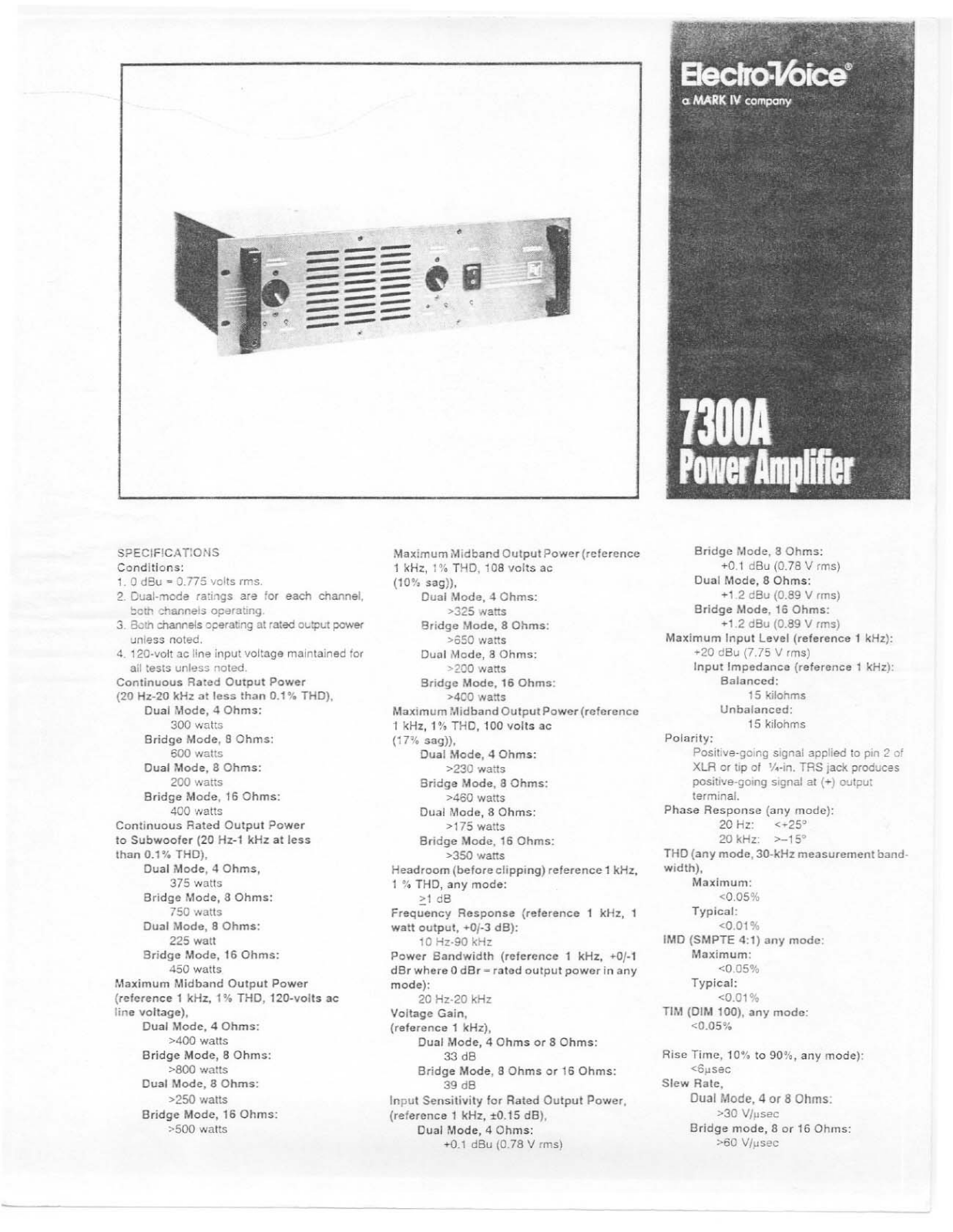 Electro-Voice 7300-A Brochure