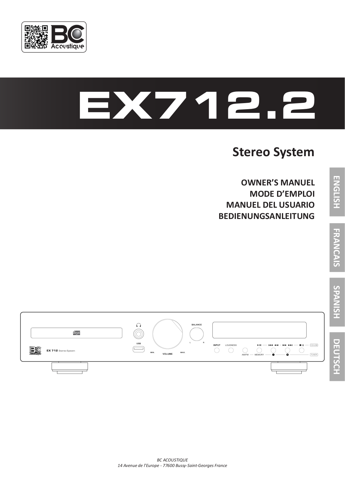 BC Acoustique EX-712.2 operation manual