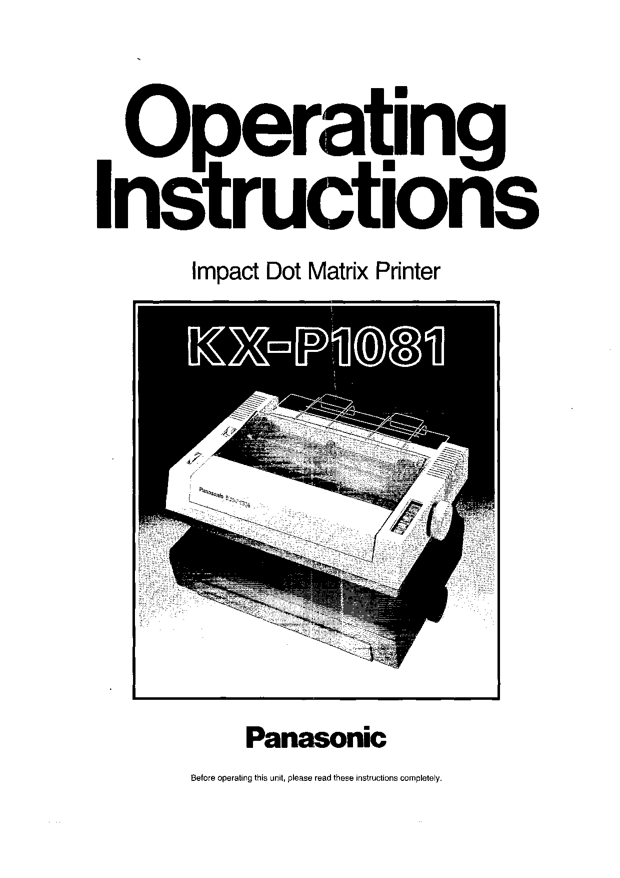 Panasonic KX-P1081 User Manual