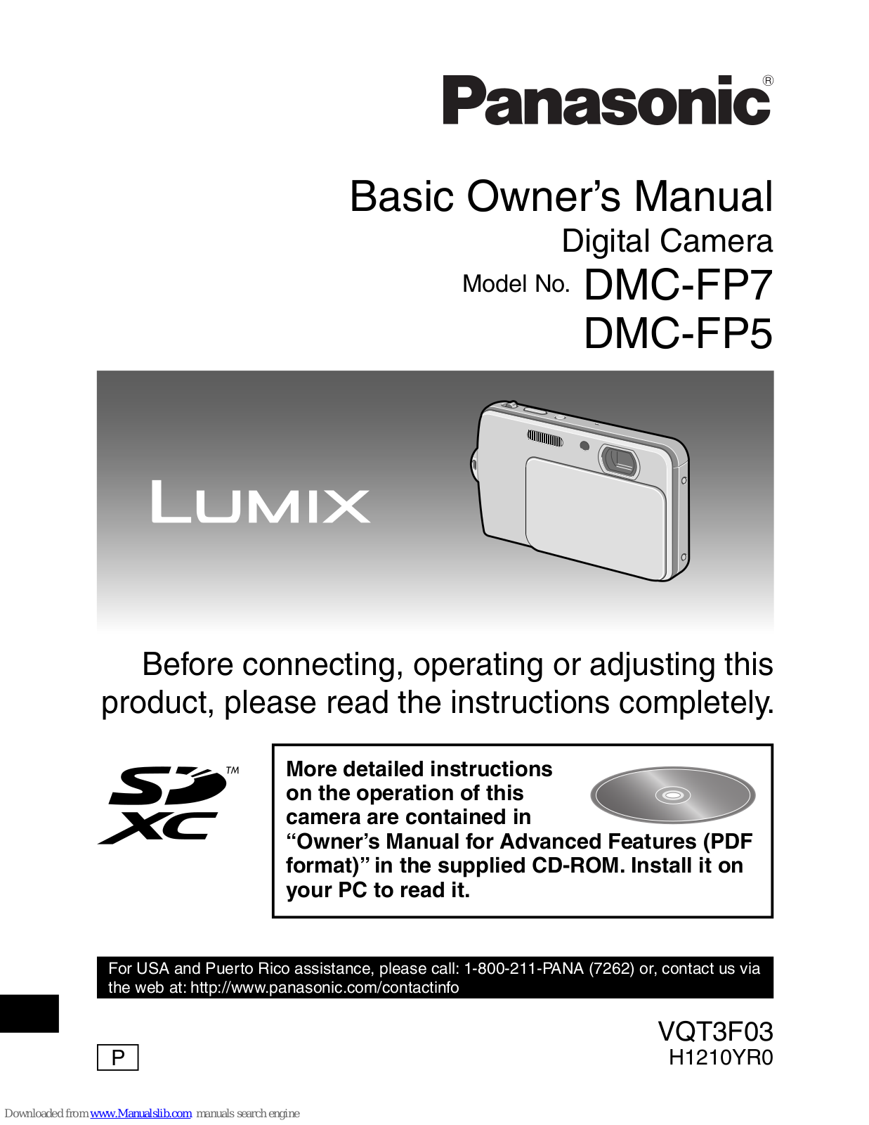 Panasonic DMC-FP7K, Lumix DMC-FP5, Lumix DMC-FP7 Owner's Manual