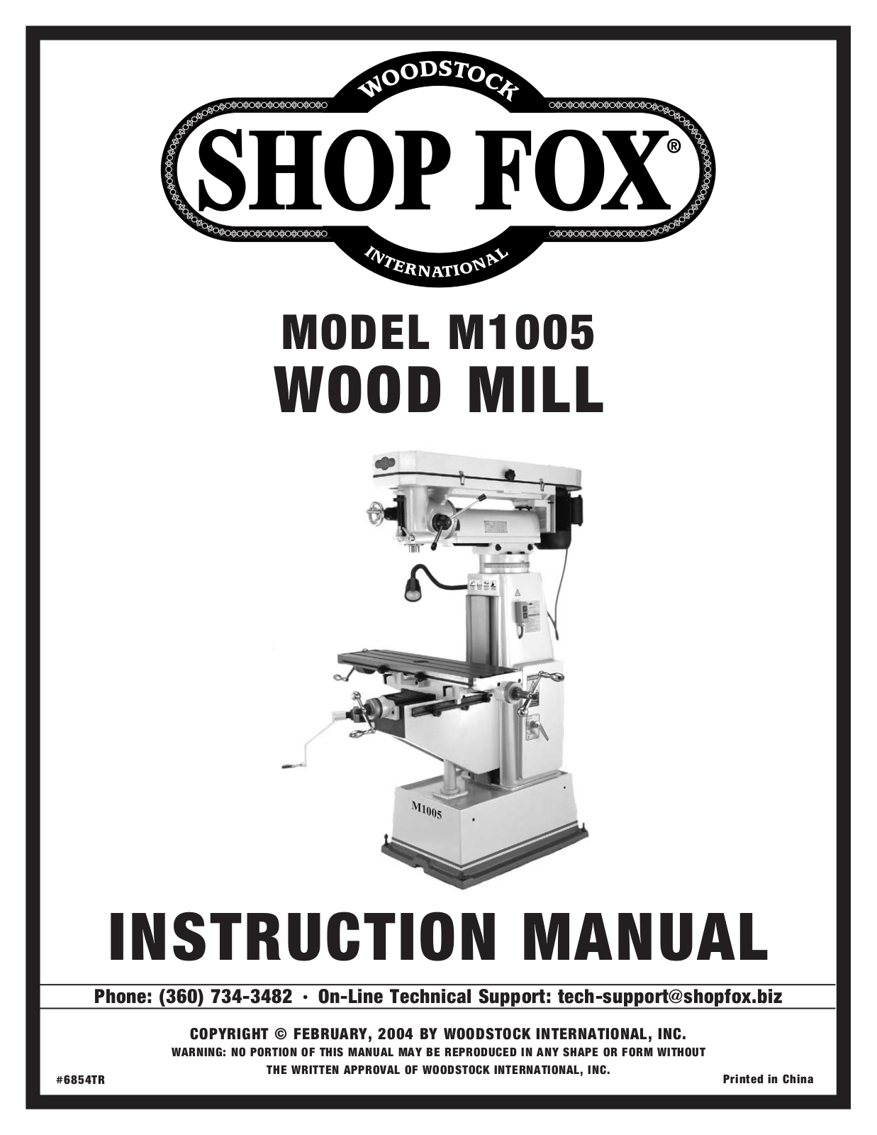 Shop fox M1005 User Manual