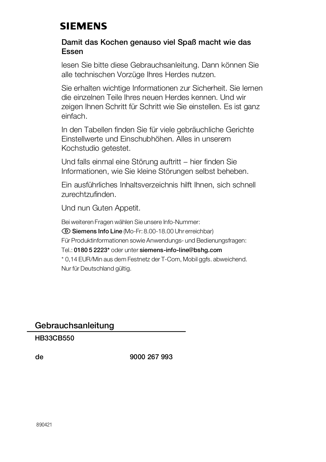 Siemens HB33CB550 User Manual