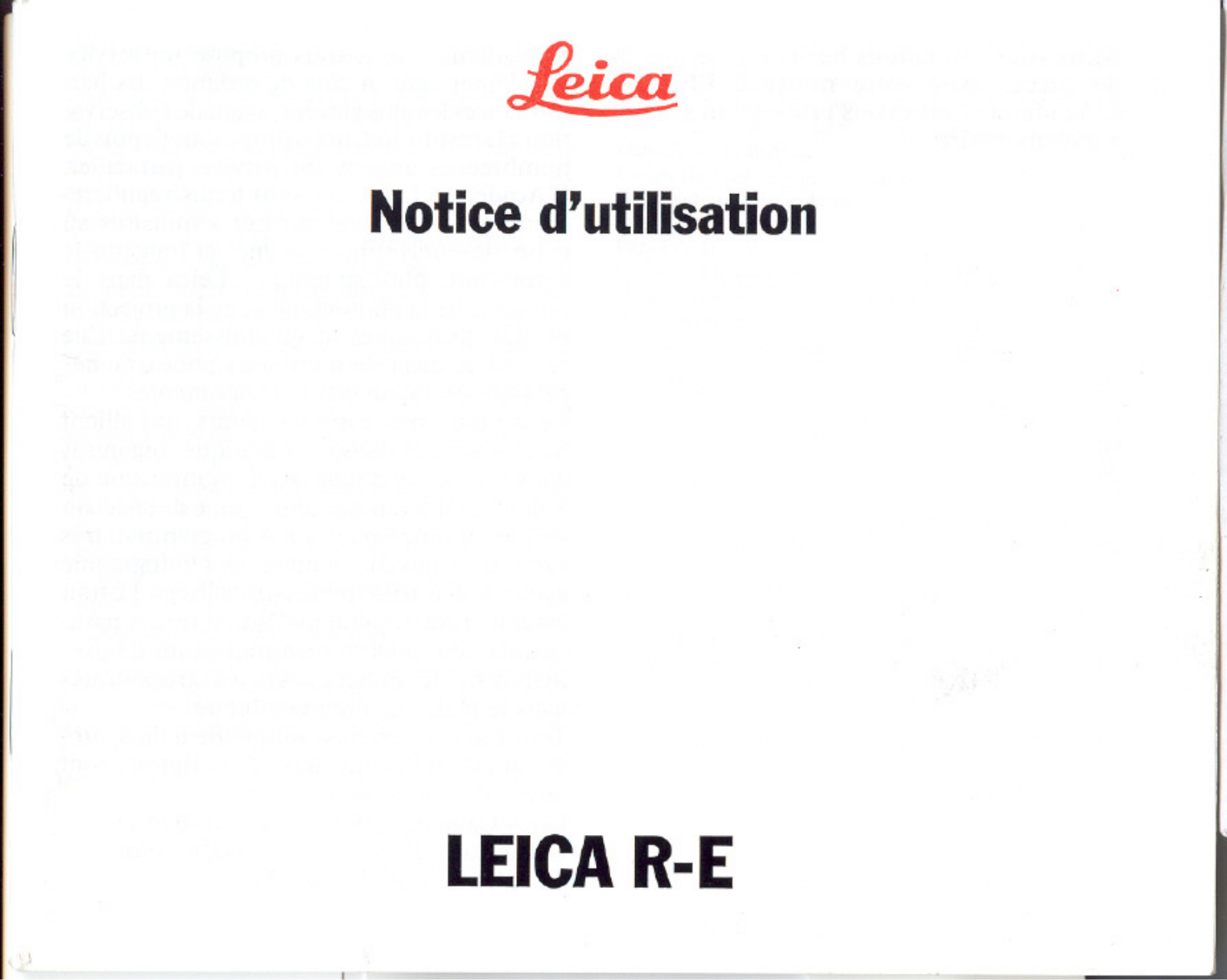 Leica R-E User Manual
