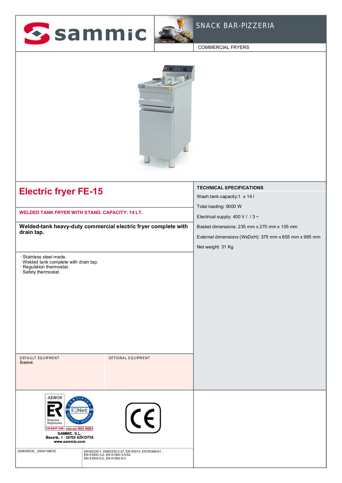 Sammic FE-15 User Manual