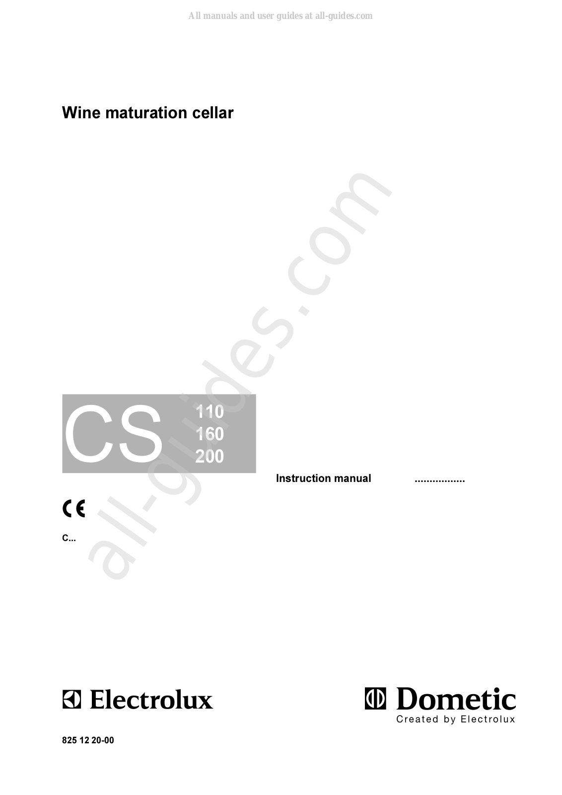 Electrolux Dometic CS Series, Dometic CS 110, Dometic CS 160, Dometic CS 200, Dometic CS 111 Instruction Manual