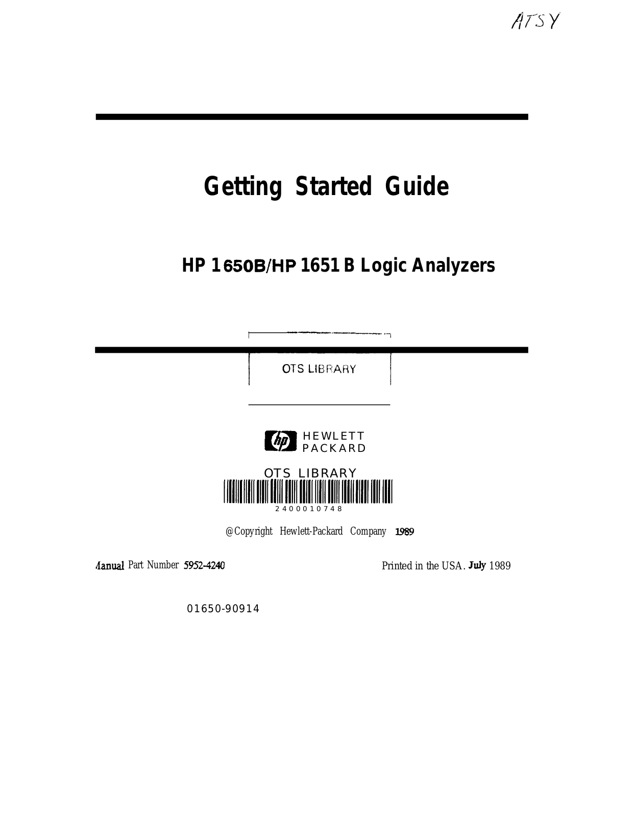 HP 1651B, 1650B User Manual