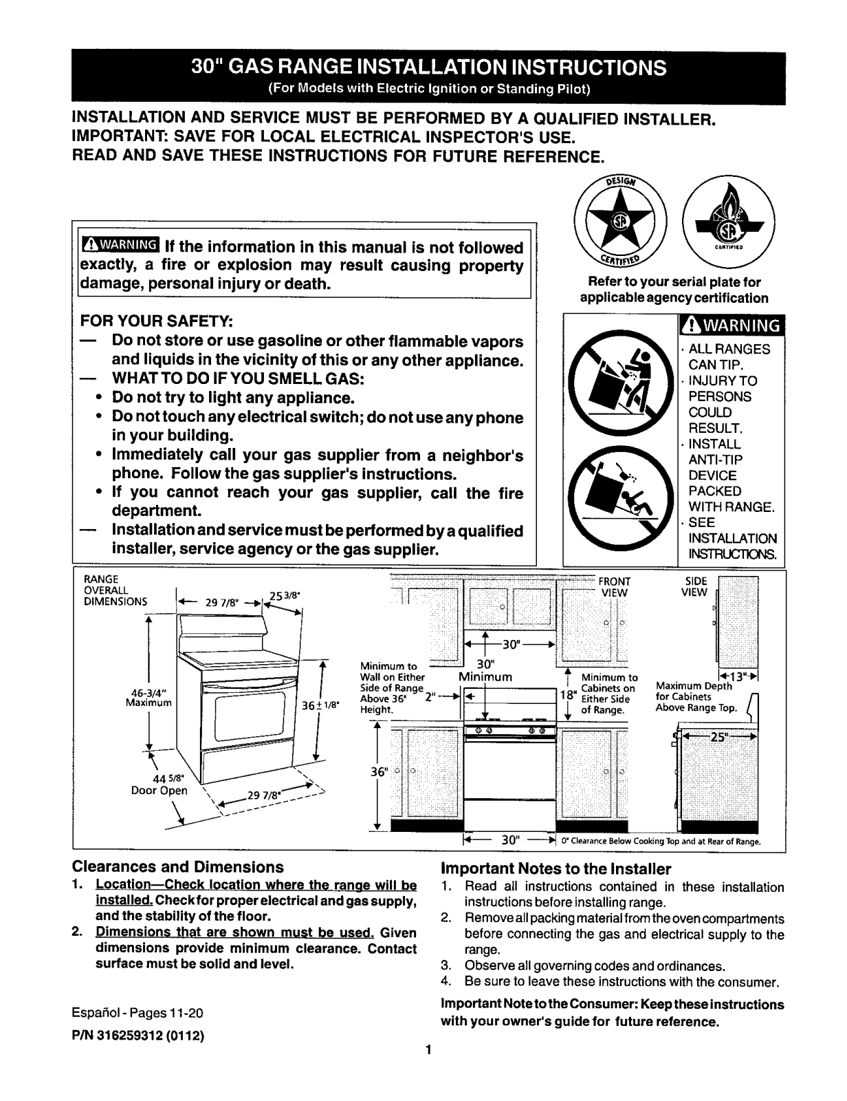Kenmore 79071190100, 79071191100, 79061201200, 79061031100 Installation Guide - ManualMachine.com