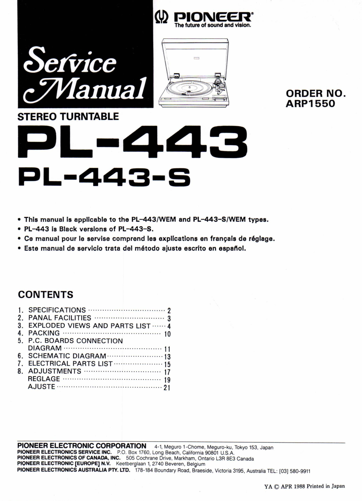 Pioneer PL-443-S Schematic - ManualMachine.com