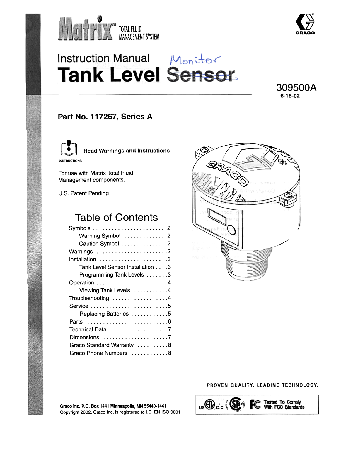 Graco TANKTXRX Operational Manual