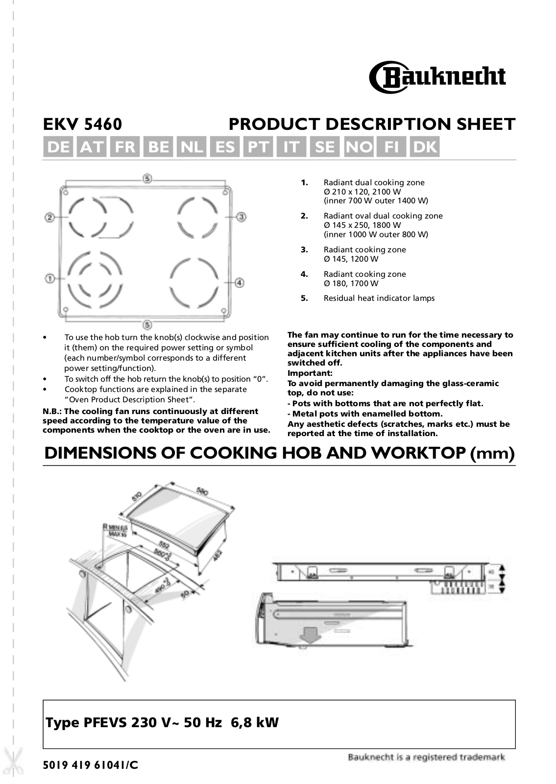 Whirlpool EKV 5460 IN-1 PROGRAM CHART