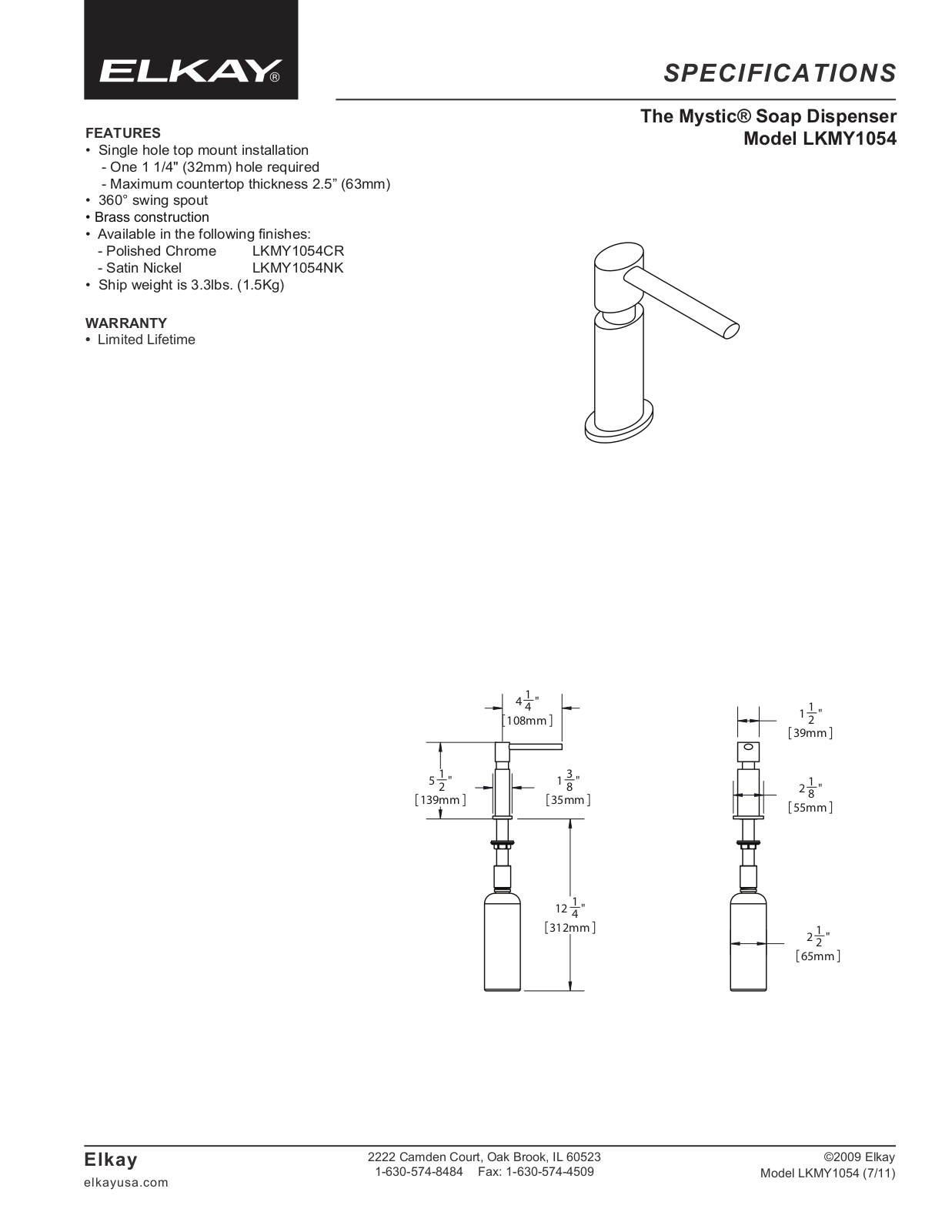 Elkay LKMY1054 User Manual