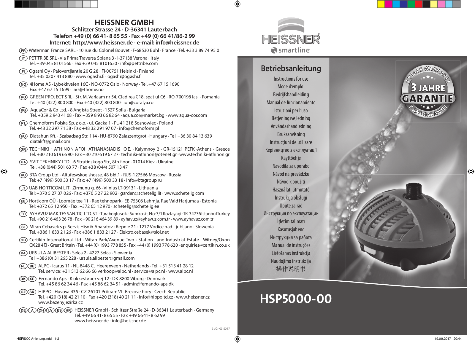 HEISSNER Smartline HSP5000-00 Instructions For Use Manual