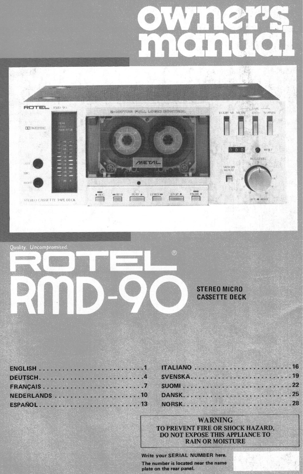 Rotel RMD-90 User Manual