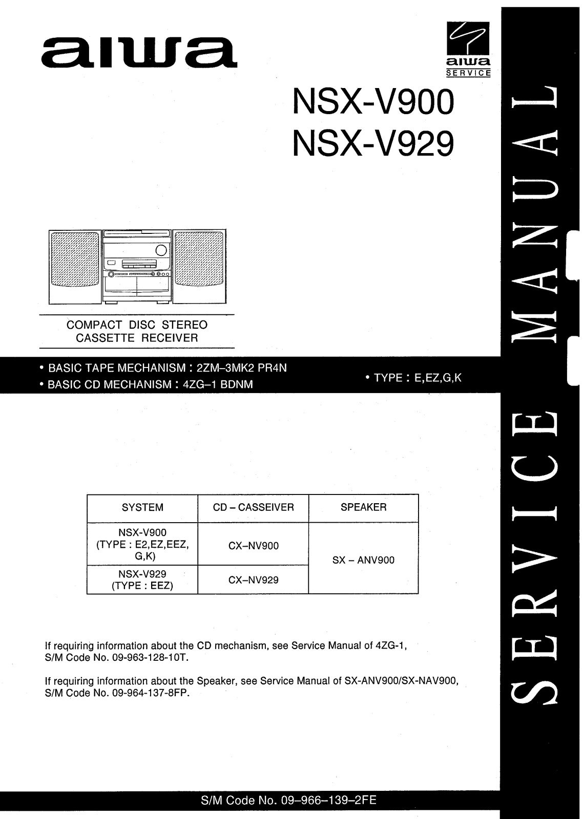 Aiwa NSX-V929, NSX-V900 Service Manual