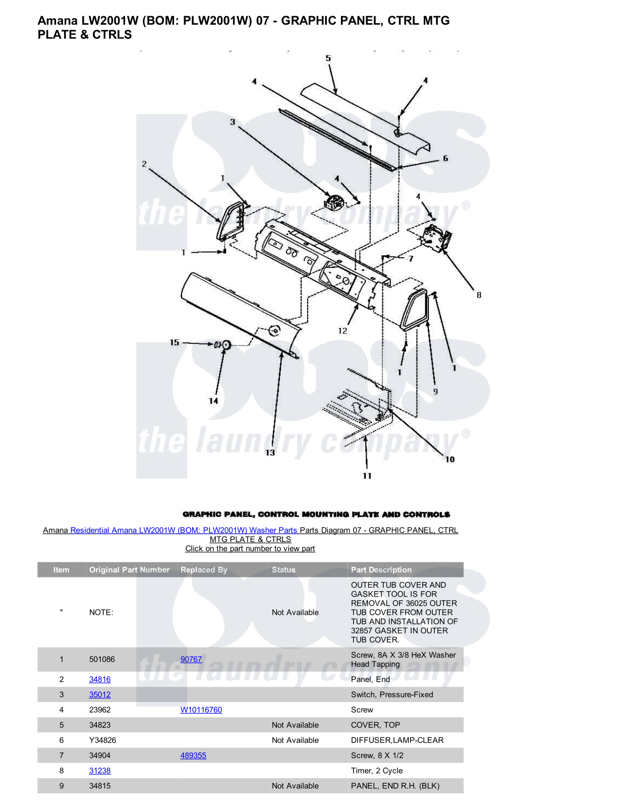 Amana LW2001W Parts Diagram