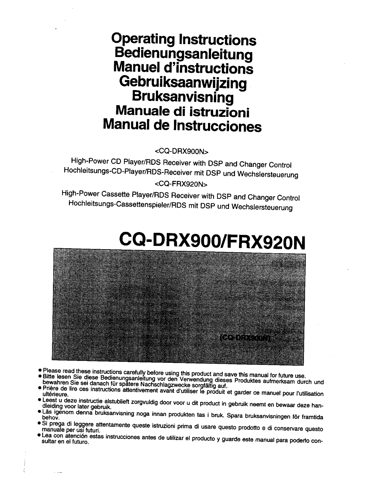 Panasonic CQ-DRX900 Operating Instructions