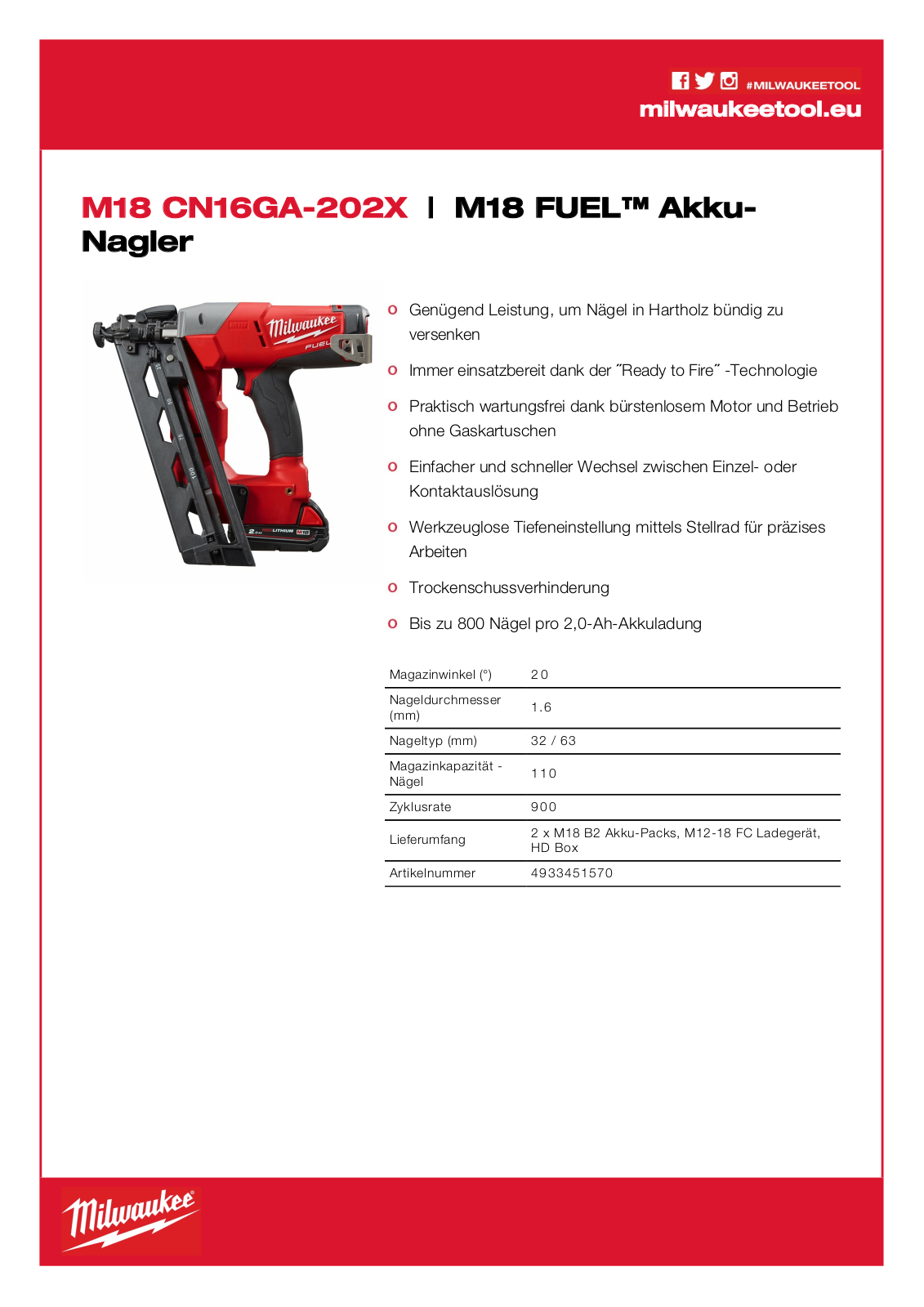 Milwaukee M18 CN16GA-202X User Manual