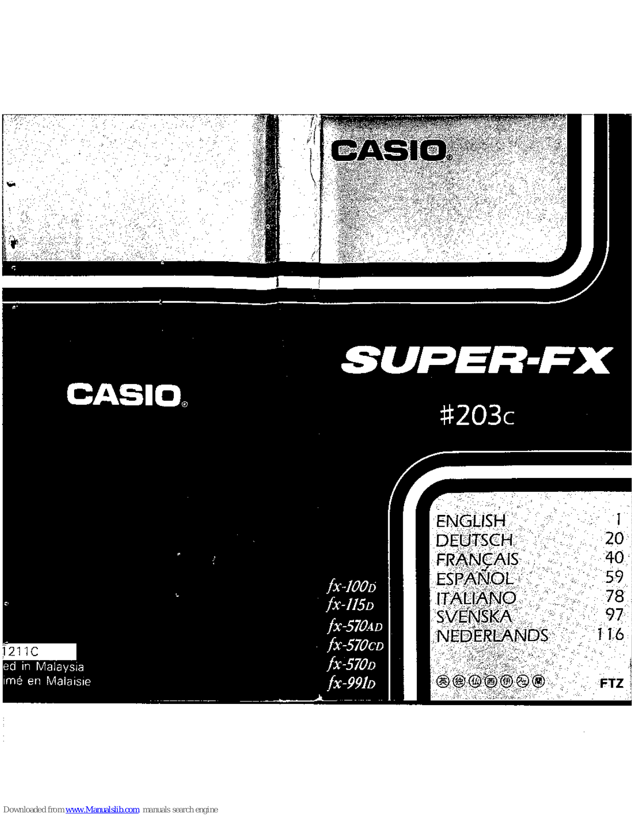 Casio fx-115D, fx-991D, fx-570AD, fx-570CD, fx-570D User Manual