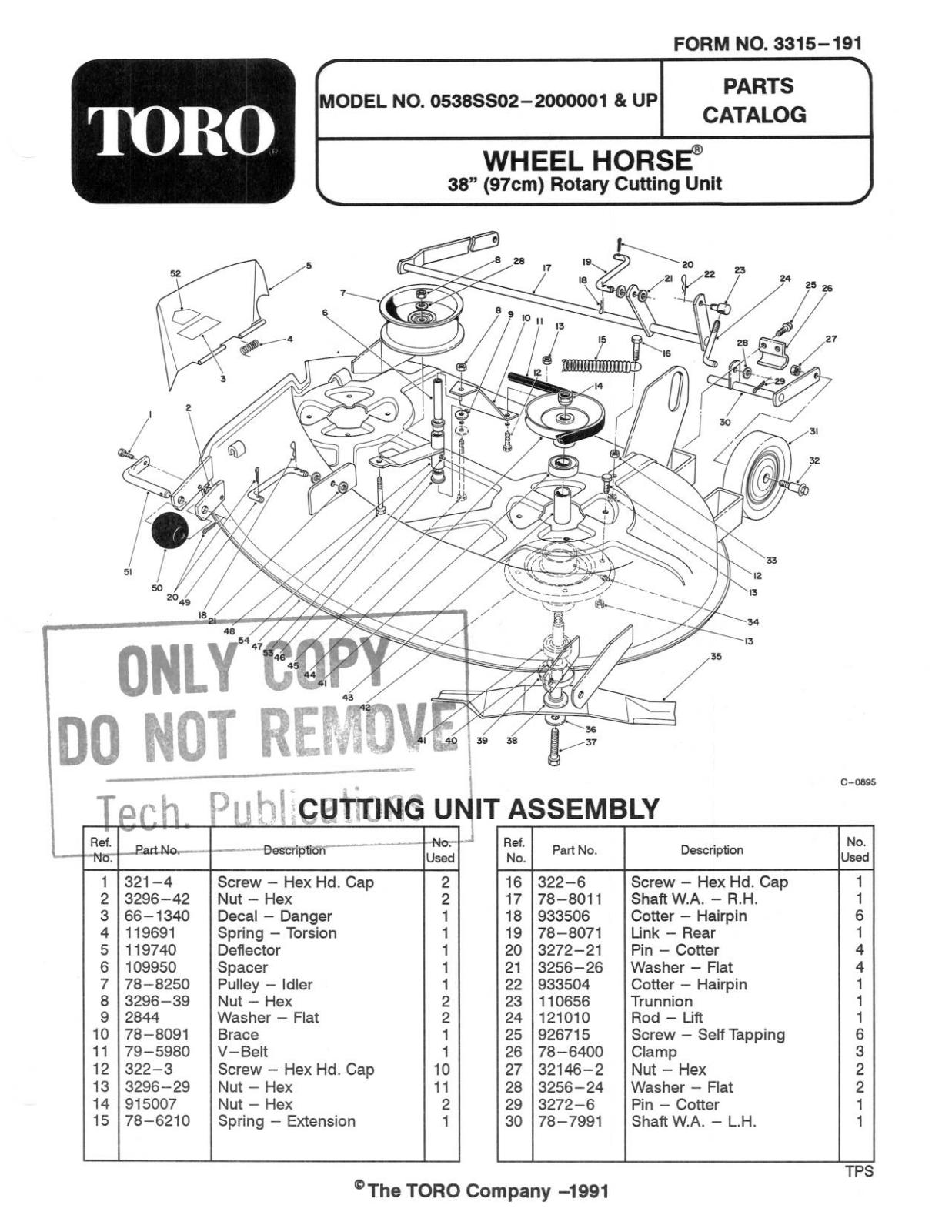 Toro 05-38SS02 Parts Catalogue