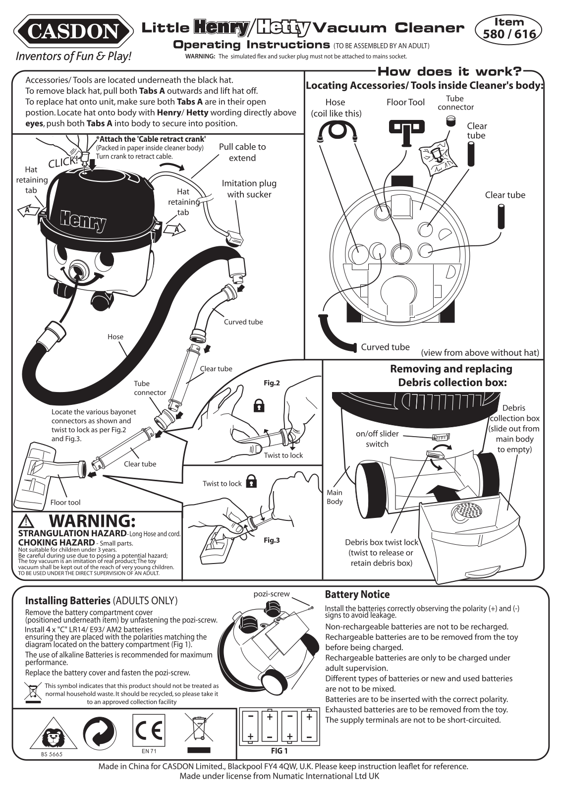 Henry 580-616 Instruction manual