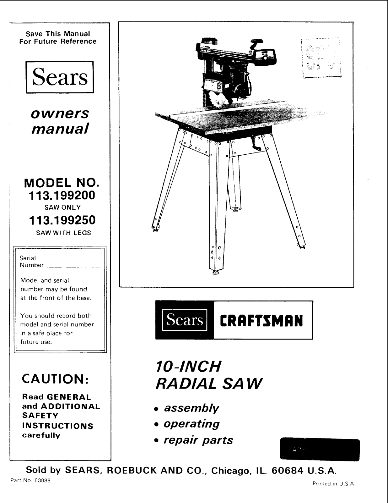 Craftsman 113.199200 User Manual