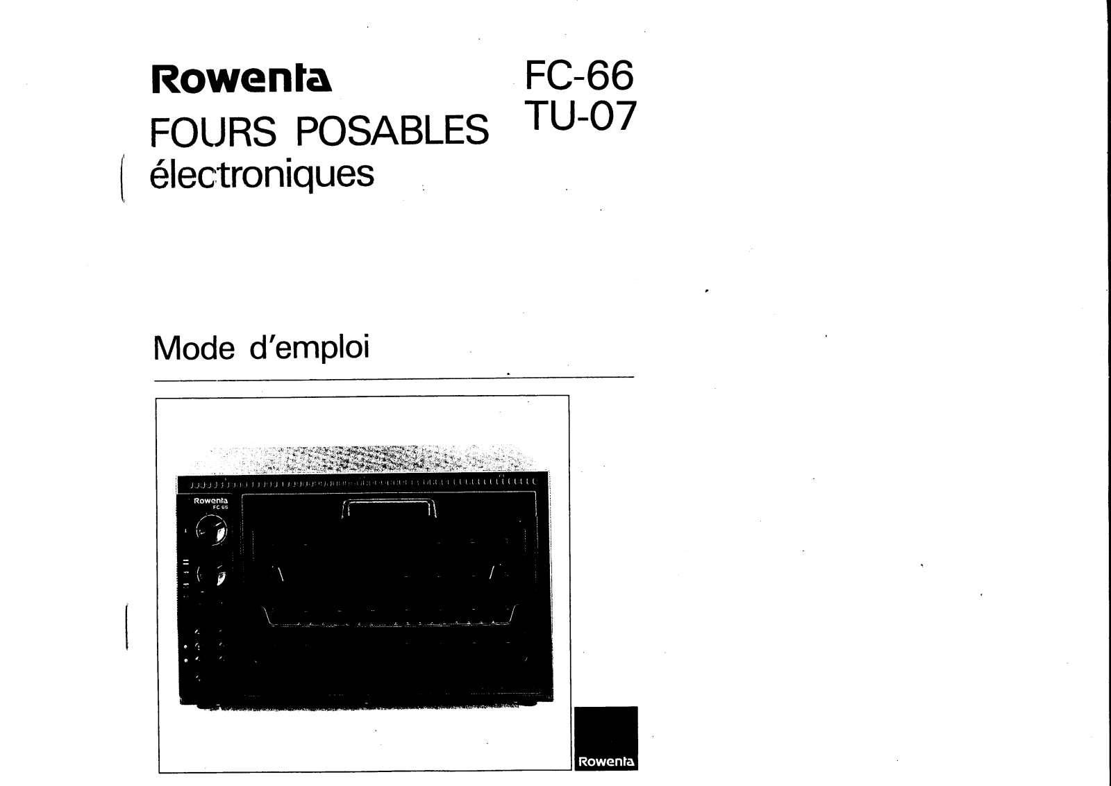 Rowenta TU 07, FC 66 User Manual