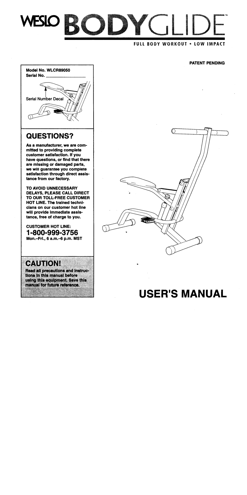 Weslo WLCR89050 Owner's Manual