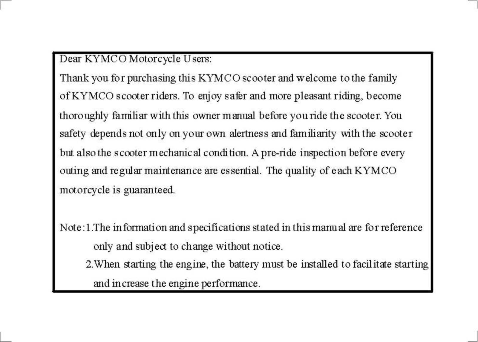 KYMCO Super 9 User Manual