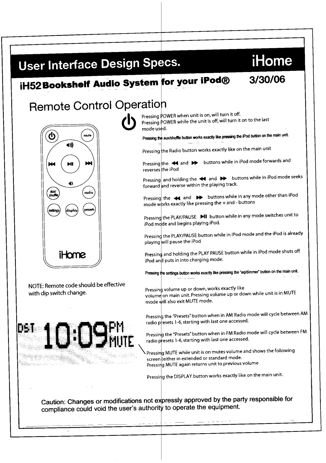 SDI Technologies IH52RC Users Manual